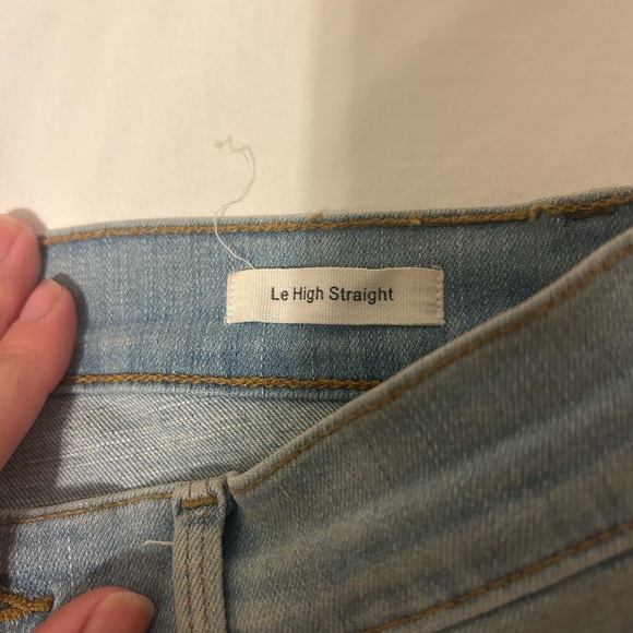 Frame Le High Straight Double Frayed Hem Pearl Jeans - Picture 5 of 5